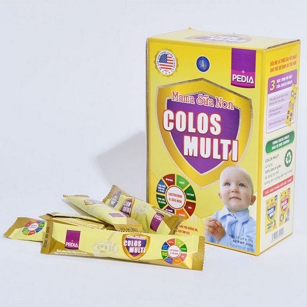 Sữa non Colos Multi giúp bé tăng cường sức đề kháng, cải thiện tình trạng biếng ăn cho bé, sản phẩm đóng gói tiện dụng